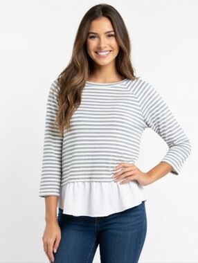 Women's LOFT Layered Stripes Top (SIZE: Medium)